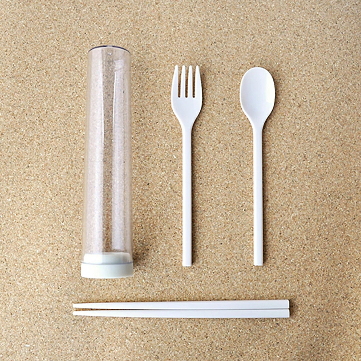 ポータブルカトラリーセット 箸 スプーン ( カトラリー お弁当 お箸 フォーク 携帯 プラスチック 食洗機対応 食洗機OK キャンプ エコ アウトドア 持ち運び おしゃれ 通勤 通学 ) 【カーキ】 カーキ