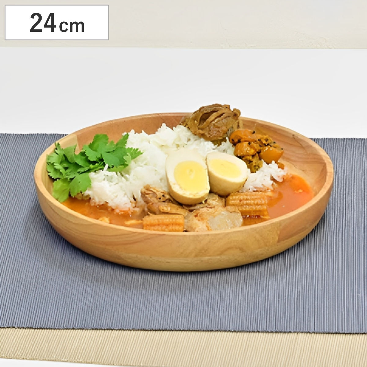 ボウル 浅型 ウッドボウル 24cm ナチュラル ( 木製 鉢 器 うつわ 深皿 カレー皿 パスタ皿 おしゃれ かわいい 北欧 北欧風 軽い 割れにくい カレー パスタ ワンプレート )