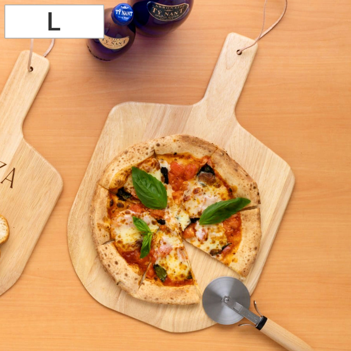 ピザボード L ナチュラル ( 木製 皿 お皿 ピザ ボード プレート カッティングボード おしゃれ かわいい 北欧 北欧風 取っ手付き まな板 パン カフェ サービングボード )