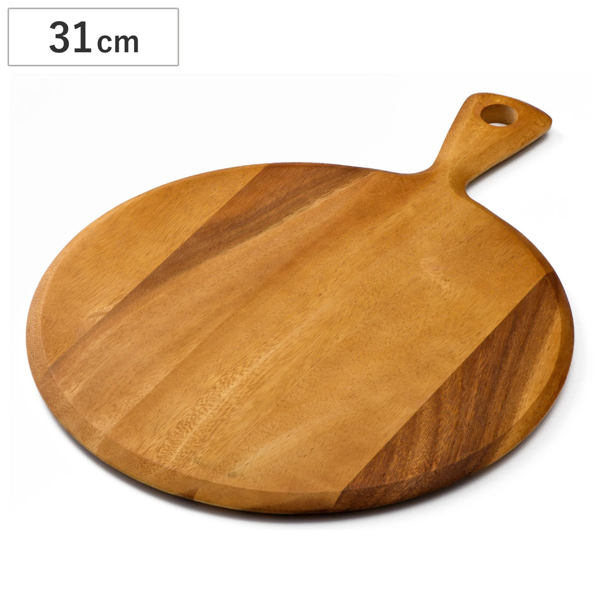 カッティングボード アカシア 丸 パドルボード L 奥行31cm ( 木製 ボード 丸型 ピザボード ピザ皿 プレート 皿 お皿 おしゃれ かわいい 北欧 北欧風 取っ手付き まな板 パン カフェ サービングボード )