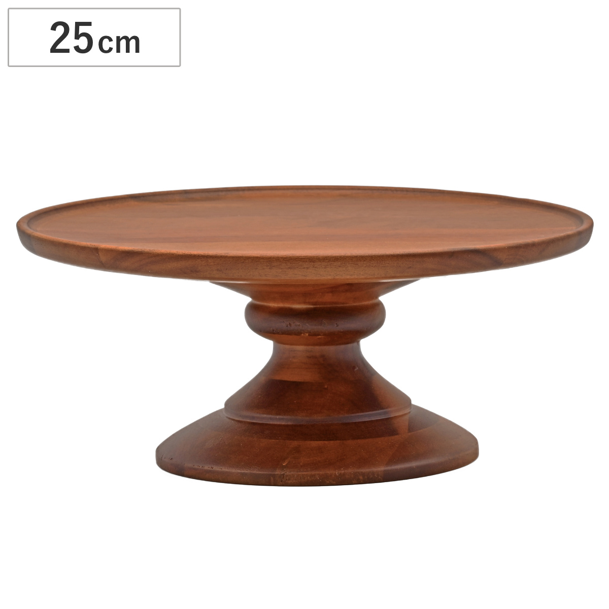 アカシア コンポートディッシュ L 直径25cm ブラウン ( 木製 デザート食器 ケーキ デザート 食器 スタンド 皿 プレート ケーキ台 ケーキトレー 1段 おしゃれ 北欧 北欧風 ディスプレイ 飾る ティータイム 割れにくい カフェ )