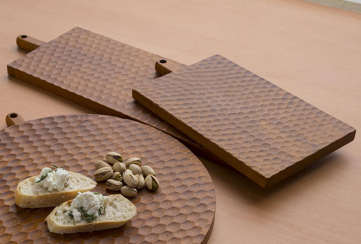 プレート ハニカムボード 長角 S 27cm ( 木製 ラバーウッド サービングボート カッティングボード ボード おしゃれ 北欧 北欧風 ディスプレイ 飾る ティータイム 割れにくい カフェ )