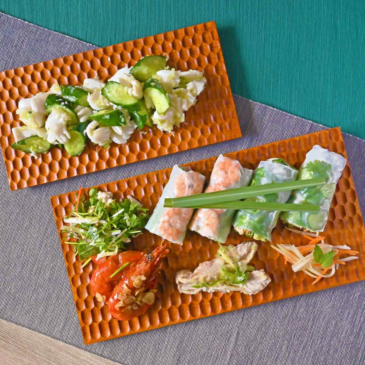 プレート ハニカムボード 長角 M 28cm ( 木製 ラバーウッド サービングボート カッティングボード ボード おしゃれ 北欧 北欧風 )