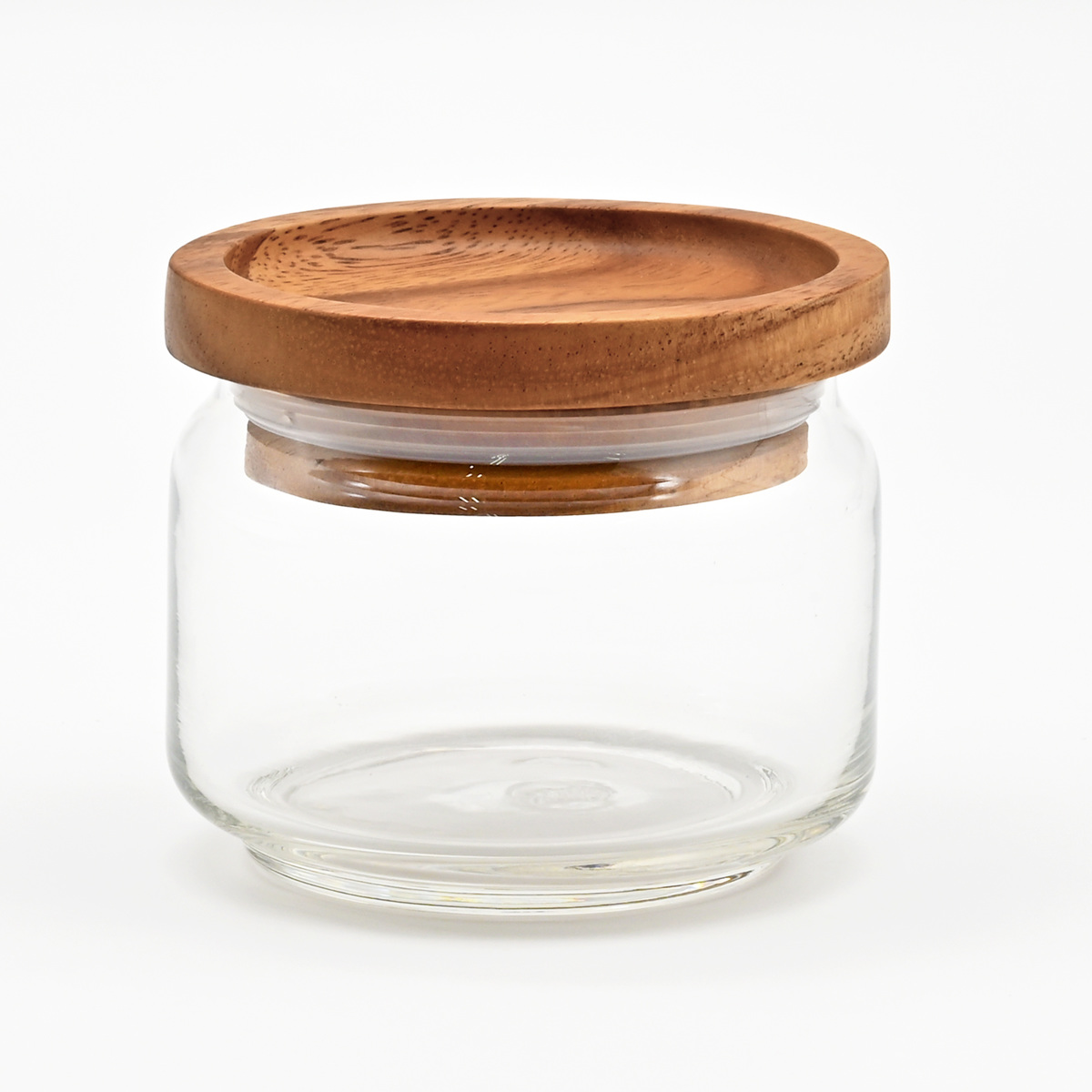 保存容器 ガラスジャー 325ml 天然木 アカシア ( キャニスター 保存瓶 ガラス 木蓋 木製フタ 密閉容器 ガラス保存瓶 びん スタッキング ガラス容器 透明 丸型 お菓子 スパイス 小物入れ おしゃれ )