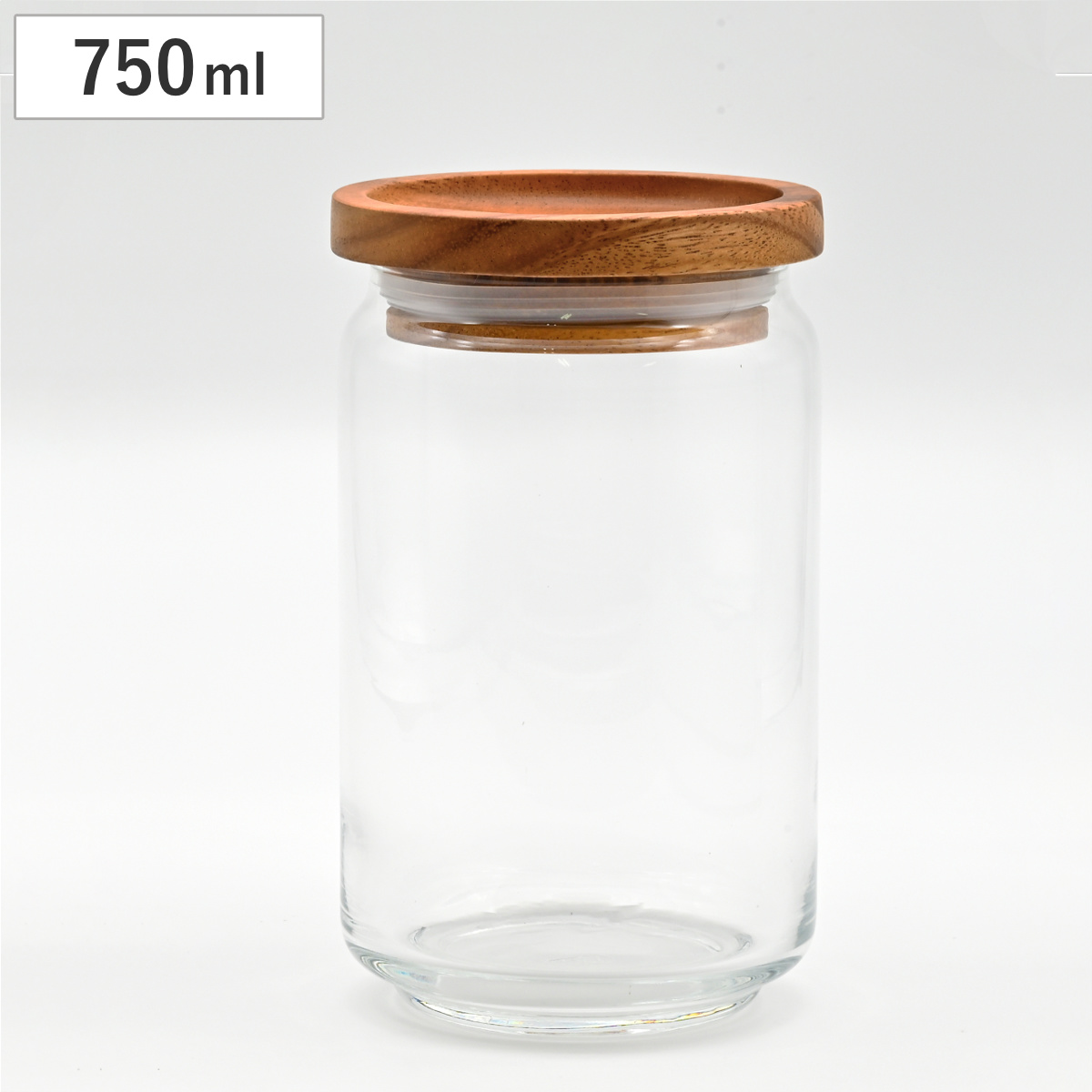 保存容器 ガラスジャー 750ml 天然木 アカシア （ キャニスター 保存瓶 ガラス 木蓋 木製フタ 密閉容器 ガラス保存瓶 びん スタッキング ガラス容器 透明 丸型 お菓子 スパイス 小物入れ おしゃれ ）