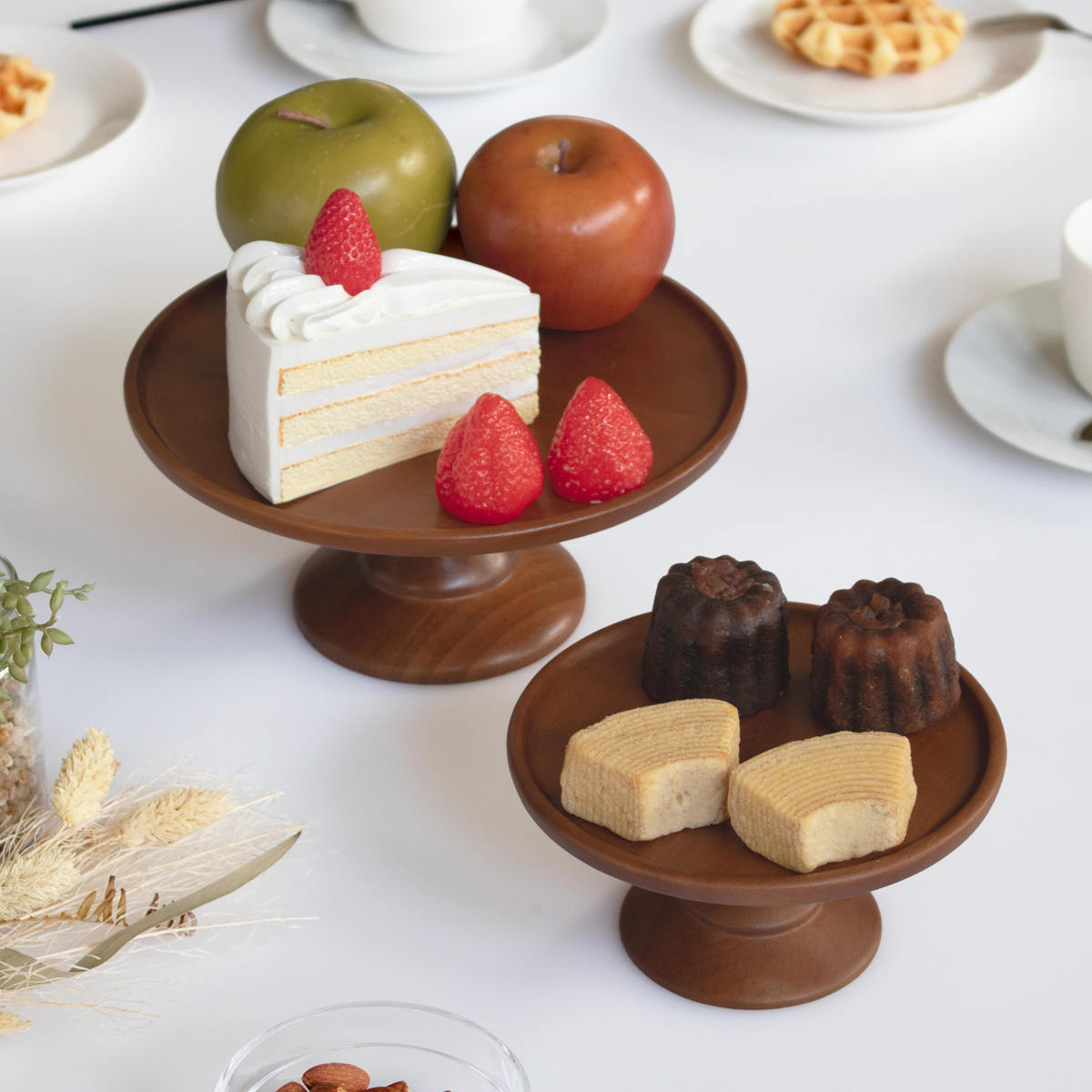 ラバーウッドコンポートディッシュ SS120 BR ( 12cm 木製 お菓子 デザート ティータイム 皿 食器 ケーキスタンド おしゃれ かわいい 北欧風 ディスプレイ )