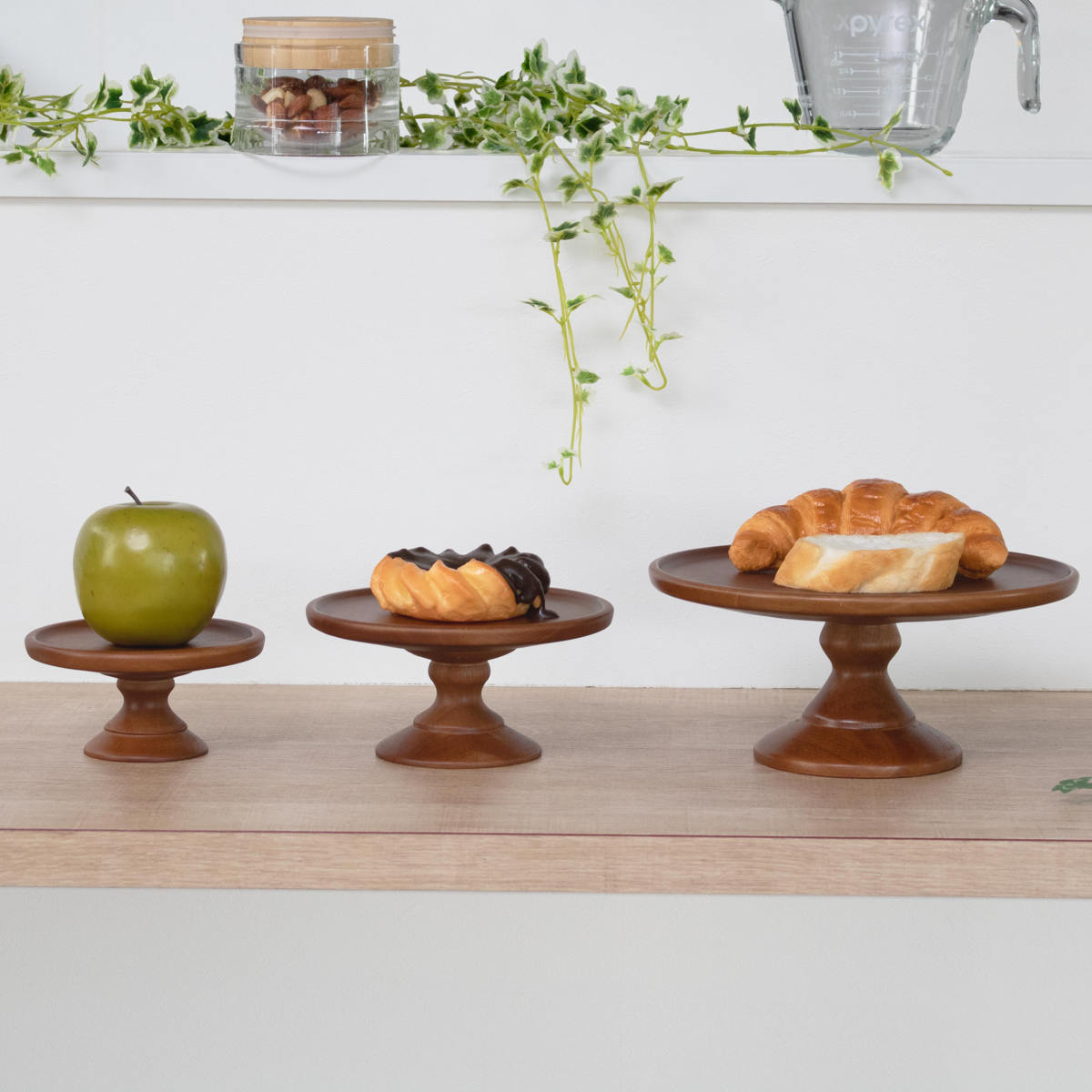 ラバーウッドコンポートディッシュ SS120 BR ( 12cm 木製 お菓子 デザート ティータイム 皿 食器 ケーキスタンド おしゃれ かわいい 北欧風 ディスプレイ )