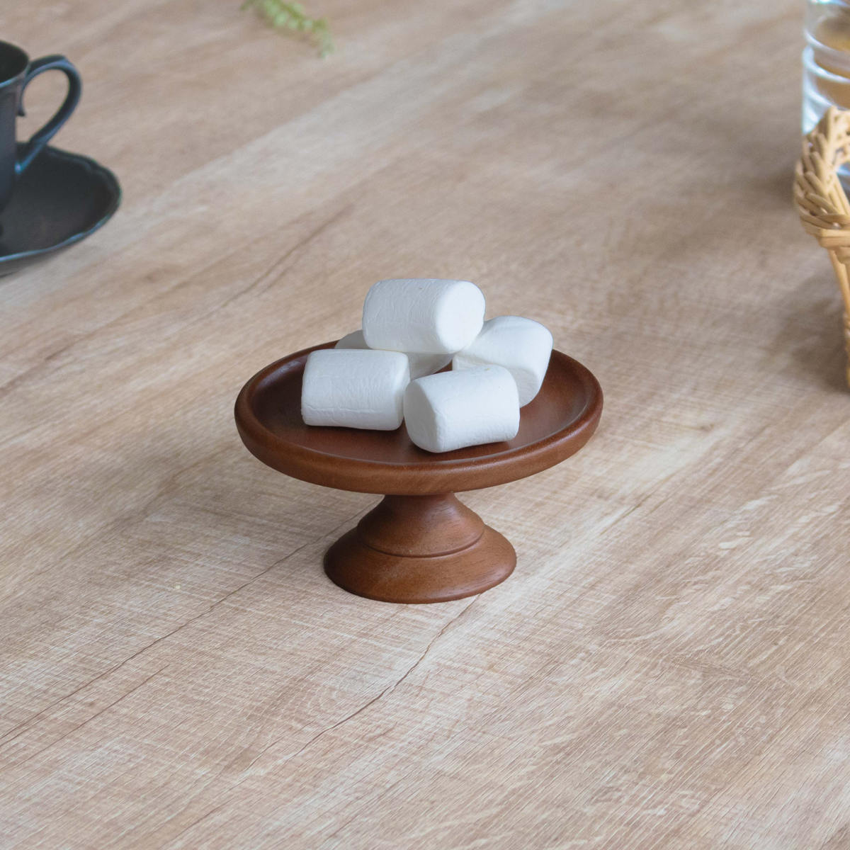 ラバーウッドコンポートディッシュ SS120 BR ( 12cm 木製 お菓子 デザート ティータイム 皿 食器 ケーキスタンド おしゃれ かわいい 北欧風 ディスプレイ )