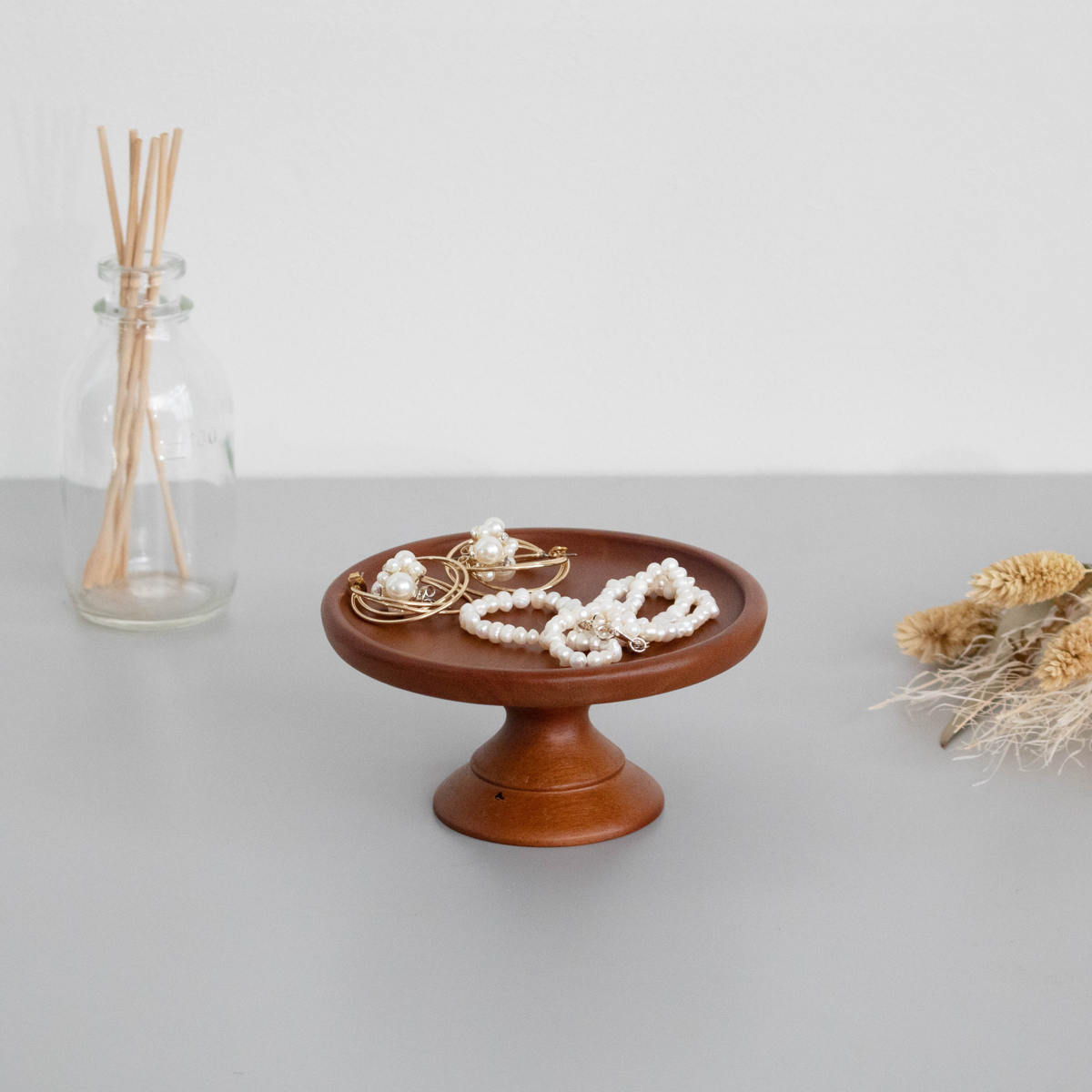 ラバーウッドコンポートディッシュ SS120 BR ( 12cm 木製 お菓子 デザート ティータイム 皿 食器 ケーキスタンド おしゃれ かわいい 北欧風 ディスプレイ )