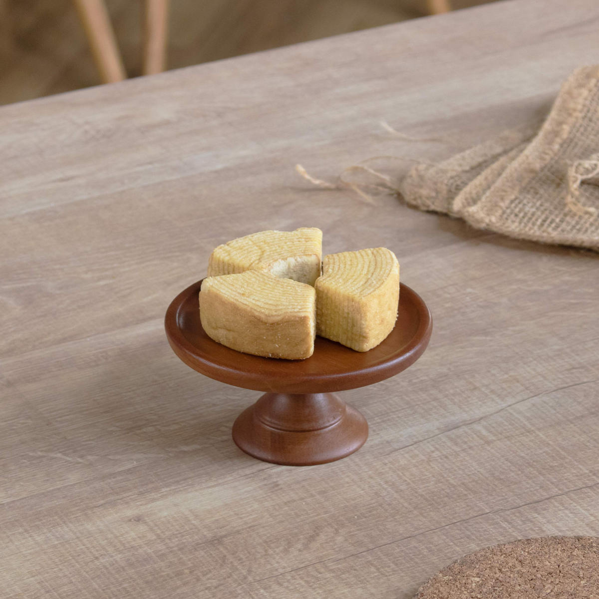 ラバーウッドコンポートディッシュ SS120 BR ( 12cm 木製 お菓子 デザート ティータイム 皿 食器 ケーキスタンド おしゃれ かわいい 北欧風 ディスプレイ )
