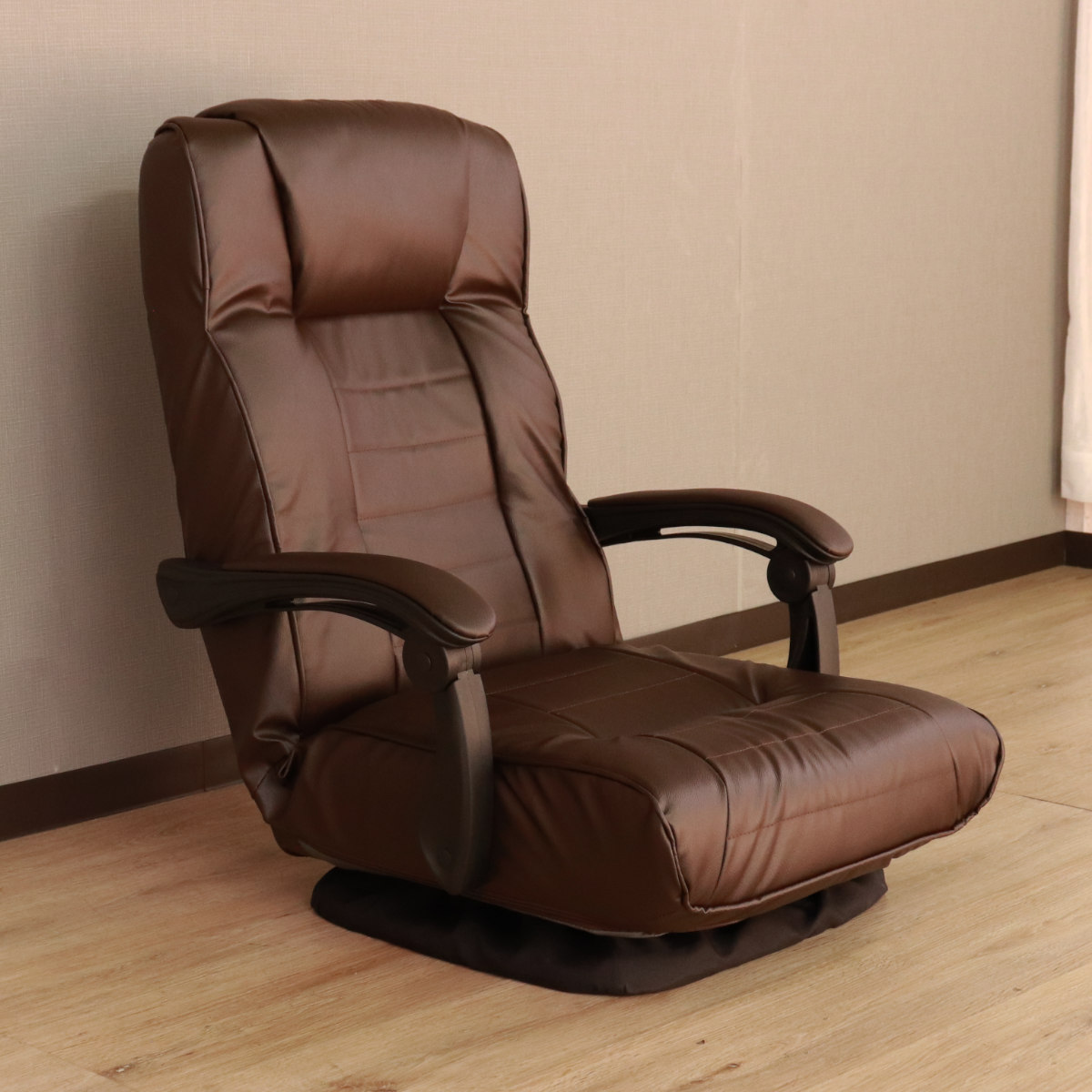 座椅子 回転式 14段階リクライニング アンズ （ PVC 合皮 レザー調