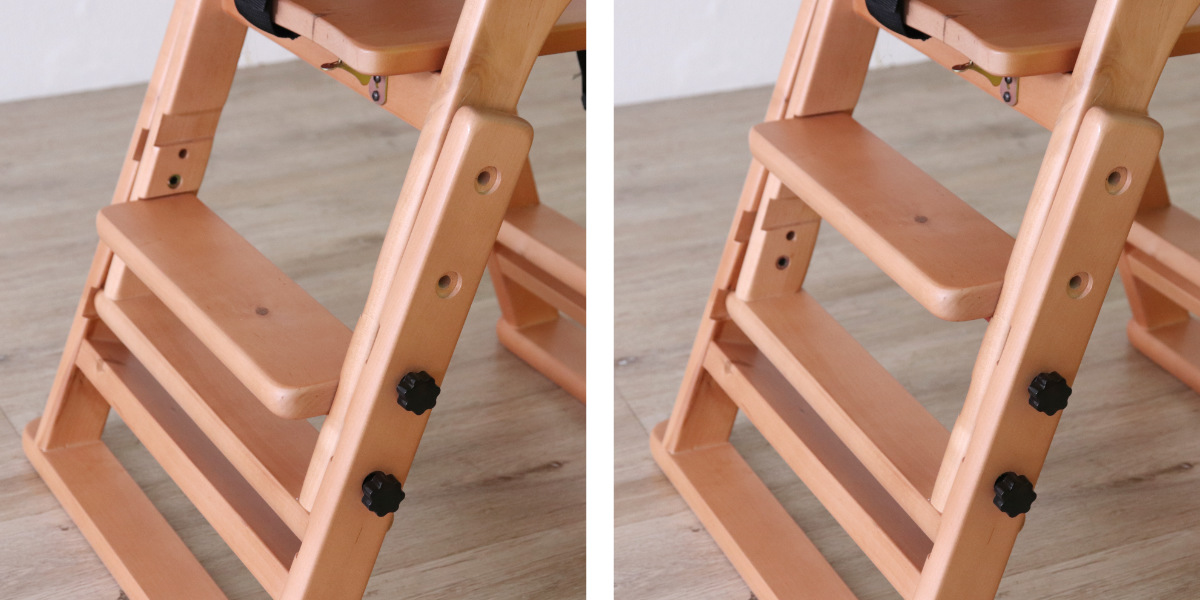 ベビーチェア 折りたたみ ベルト付 座面3段階調整 ( ハイチェア テーブル付き ベビー チェア 椅子 高さ調節 3段階 木製 天然木 完成品 ダイニング 水性塗料仕上げ 子ども 子供 赤ちゃん 座面幅 広め 大人まで使える いす イス ) 【ライトブラウン】 ライトブラウン