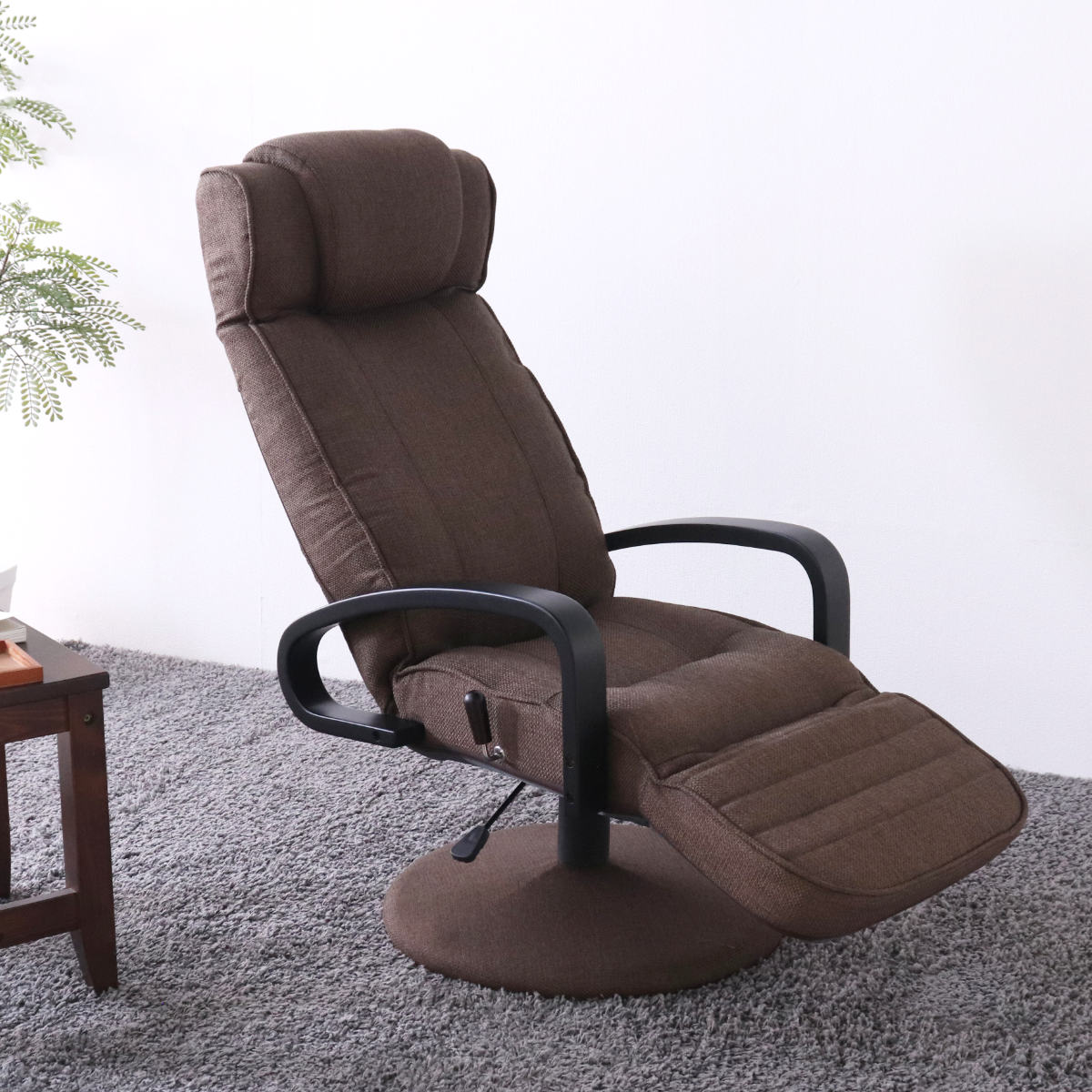 高座椅子 回転式 昇降式 ハイバック リクライニングチェア ポケットコイル ( 座椅子 回転 リクライニング 7段階 肘付き フットレスト ヘッドレスト 角度調節 高さ調整 1人掛け チェア 椅子 リラックス ファブリック ) 【グリーン】 グリーン