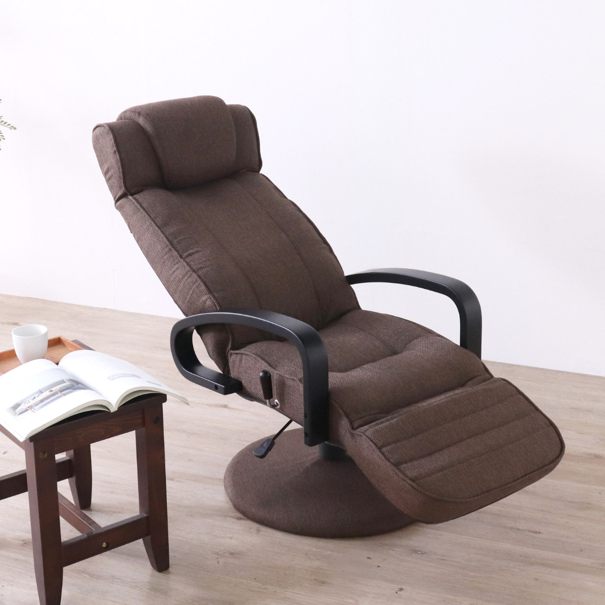 高座椅子 回転式 昇降式 ハイバック リクライニングチェア ポケットコイル ( 座椅子 回転 リクライニング 7段階 肘付き フットレスト ヘッドレスト 角度調節 高さ調整 1人掛け チェア 椅子 リラックス ファブリック ) 【グリーン】 グリーン