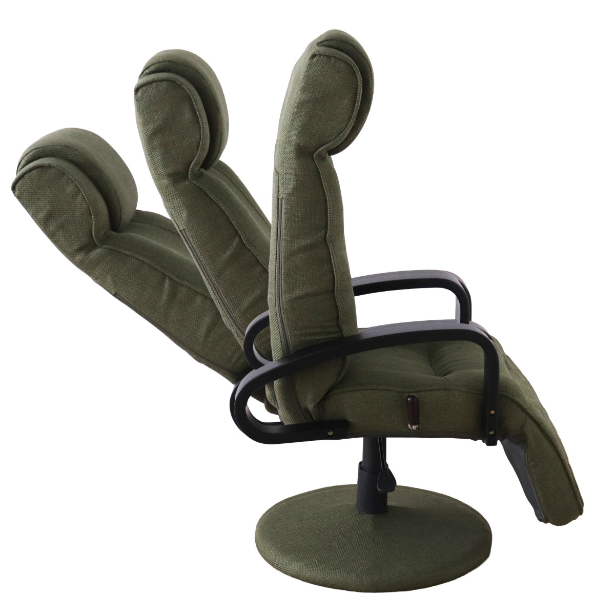 高座椅子 回転式 昇降式 ハイバック リクライニングチェア ポケットコイル ( 座椅子 回転 リクライニング 7段階 肘付き フットレスト ヘッドレスト 角度調節 高さ調整 1人掛け チェア 椅子 リラックス ファブリック ) 【グリーン】 グリーン