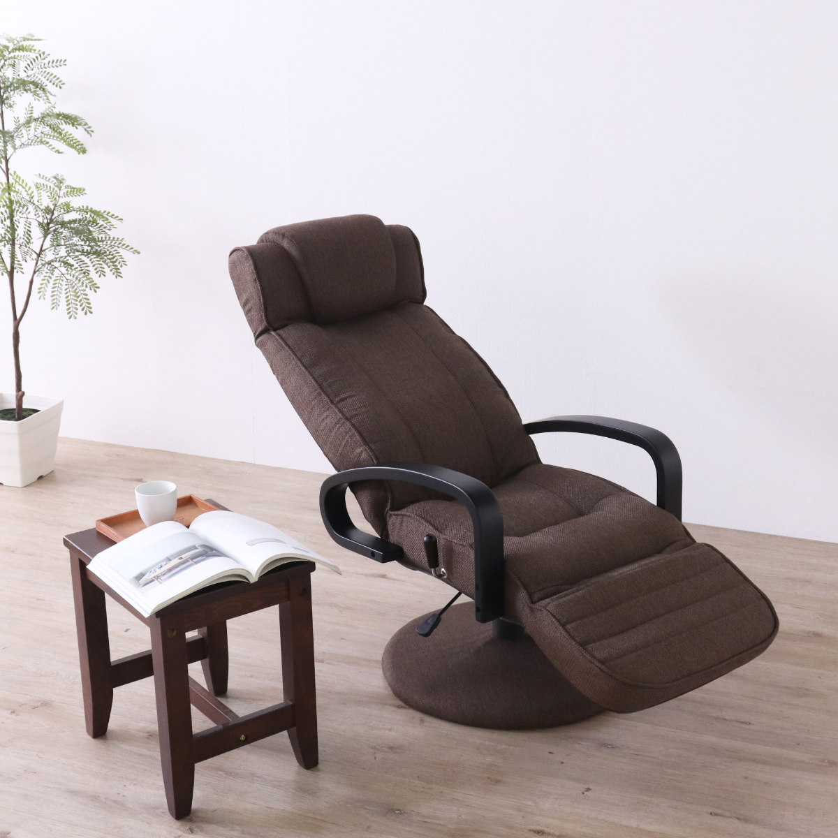 高座椅子 回転式 昇降式 ハイバック リクライニングチェア ポケットコイル ( 座椅子 回転 リクライニング 7段階 肘付き フットレスト ヘッドレスト 角度調節 高さ調整 1人掛け チェア 椅子 リラックス ファブリック ) 【グリーン】 グリーン