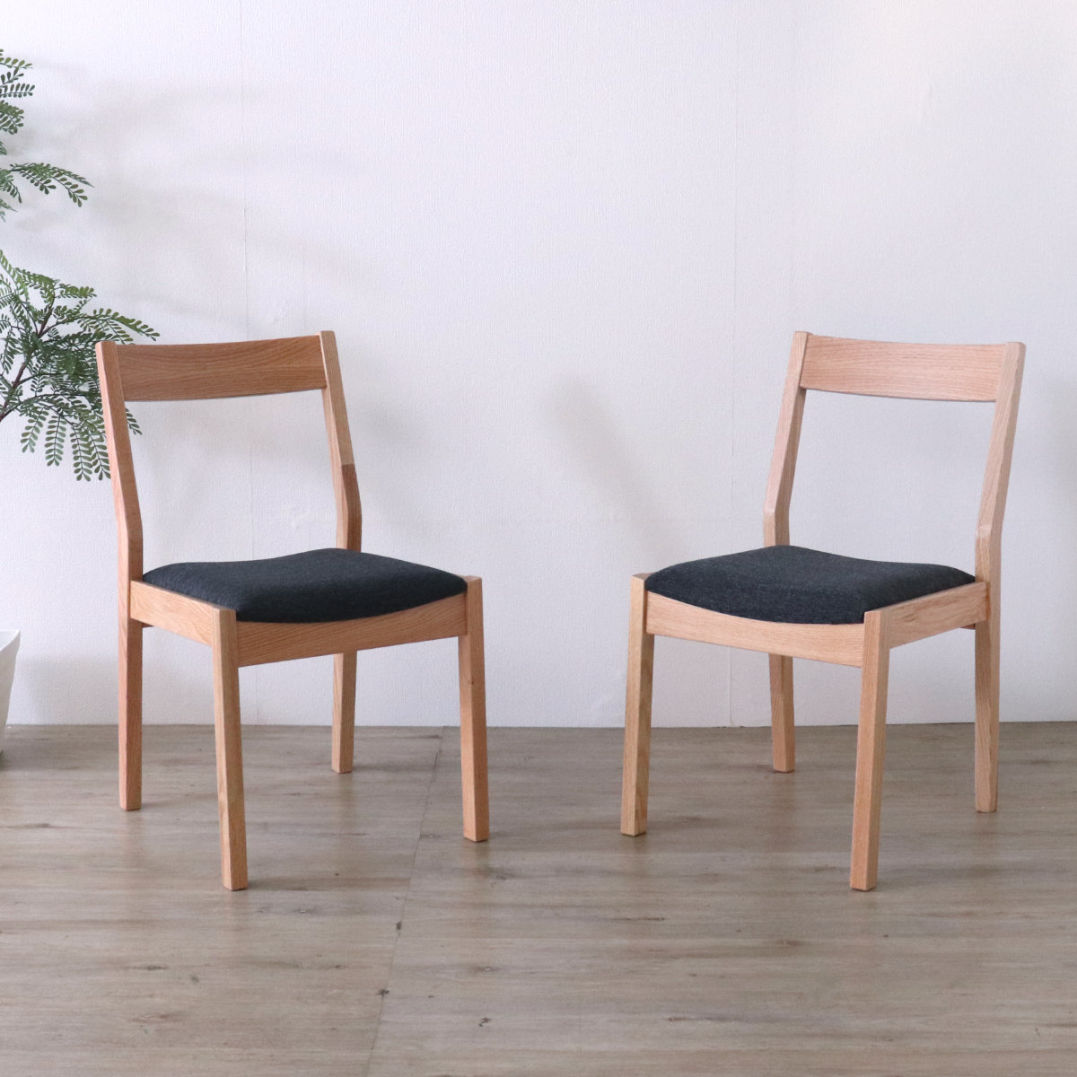 ダイニングチェア 同色2脚セット 座面高44cm デュエ2 ( オーク レッドオーク 無垢材 天然木 ナチュラル ブラウン ファブリック 布張り 木目 北欧 モダン シンプル ) 【ブラウン】 ブラウン