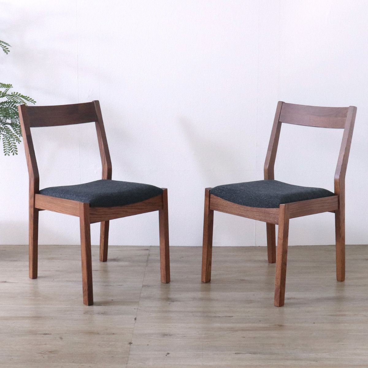 ダイニングチェア 同色2脚セット 座面高44cm デュエ2 ( オーク レッドオーク 無垢材 天然木 ナチュラル ブラウン ファブリック 布張り 木目 北欧 モダン シンプル ) 【ブラウン】 ブラウン