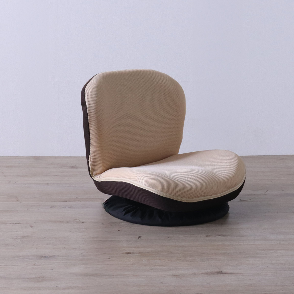 フロアチェア 回転 カム ローチェア 座椅子 ( 座いす 低い 1人掛け 椅子 チェア ソファ リクライニング 14段階 コンパクト ファブリック メッシュ 回転座椅子 ウレタン 背もたれ ) 【ベージュ】 ベージュ