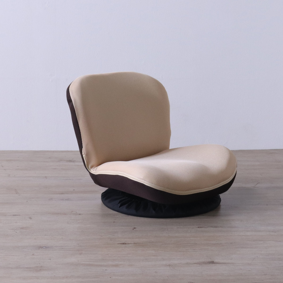 フロアチェア 回転 カム ローチェア 座椅子 ( 座いす 低い 1人掛け 椅子 チェア ソファ リクライニング 14段階 コンパクト ファブリック メッシュ 回転座椅子 ウレタン 背もたれ ) 【ベージュ】 ベージュ