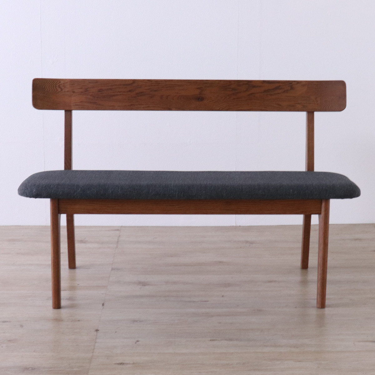 ダイニングベンチ 座面高44cm ウーノ レッドオーク無垢材 ( 背もたれ付き 幅120cm ベンチ チェア ダイニング イス 椅子 木製 天然木 食卓椅子 木製チェア ウレタン 疲れにくい いす 食卓 リビング リビングベンチ ファブリック )