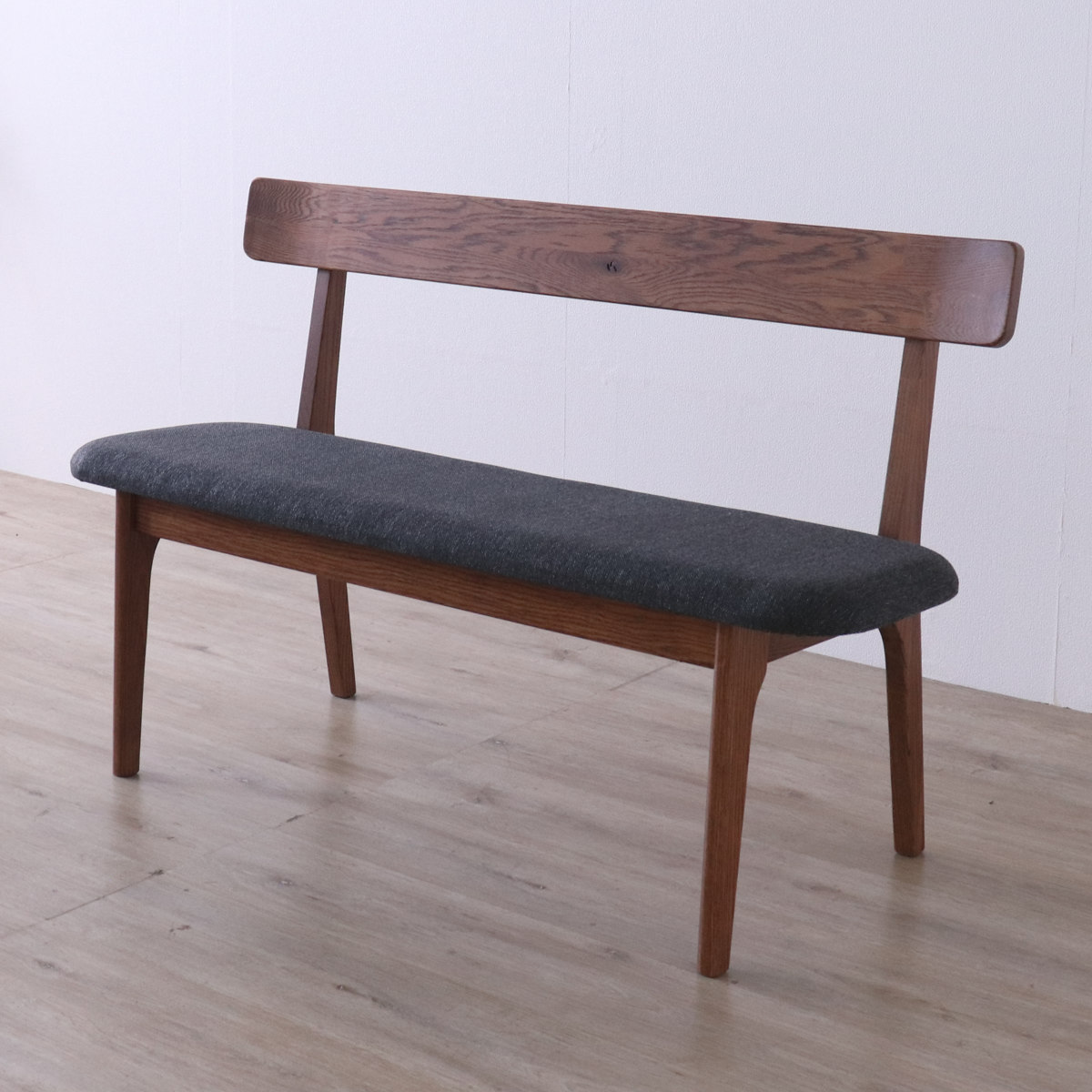 ダイニングベンチ 座面高44cm ウーノ レッドオーク無垢材 ( 背もたれ付き 幅120cm ベンチ チェア ダイニング イス 椅子 木製 天然木 食卓椅子 木製チェア ウレタン 疲れにくい いす 食卓 リビング リビングベンチ ファブリック )