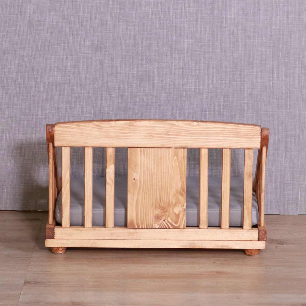 ペットベッド giocoso S 組立式 ( 犬用ベッド 猫用ベッド ペット用ベッド 木製 天然木 すのこベッド クッション付き 簡単組み立て すのこ 通気性 洗えるカバー ペット家具 ) 【ライトブラウン】 ライトブラウン