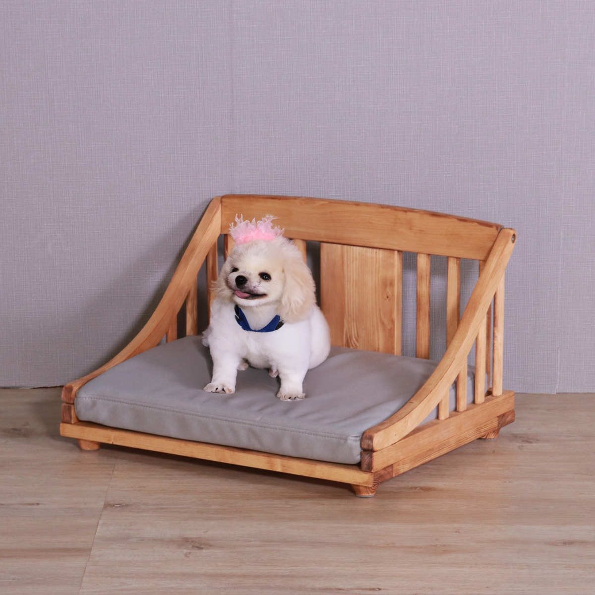 ペットベッド giocoso S 組立式 ( 犬用ベッド 猫用ベッド ペット用ベッド 木製 天然木 すのこベッド クッション付き 簡単組み立て すのこ 通気性 洗えるカバー ペット家具 ) 【ライトブラウン】 ライトブラウン