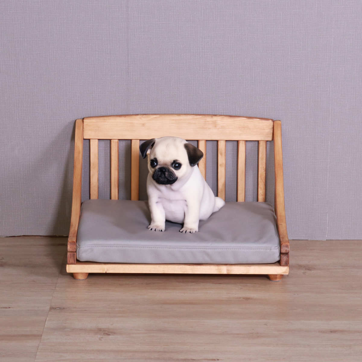 ペットベッド giocoso S 組立式 ( 犬用ベッド 猫用ベッド ペット用ベッド 木製 天然木 すのこベッド クッション付き 簡単組み立て すのこ 通気性 洗えるカバー ペット家具 ) 【ライトブラウン】 ライトブラウン