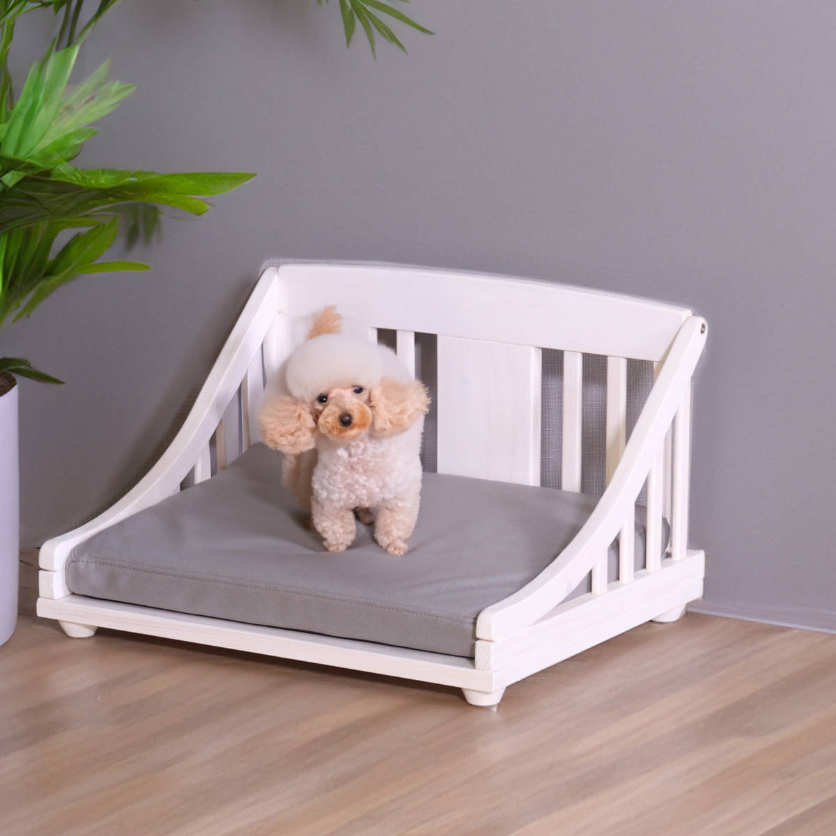 ペットベッド giocoso S 組立式 ( 犬用ベッド 猫用ベッド ペット用ベッド 木製 天然木 すのこベッド クッション付き 簡単組み立て すのこ 通気性 洗えるカバー ペット家具 ) 【ライトブラウン】 ライトブラウン