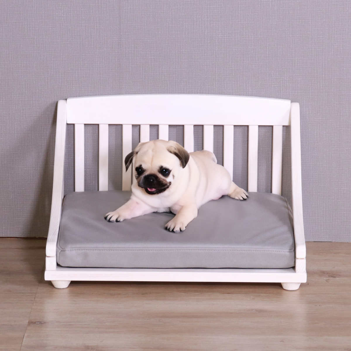 ペットベッド giocoso S 組立式 ( 犬用ベッド 猫用ベッド ペット用ベッド 木製 天然木 すのこベッド クッション付き 簡単組み立て すのこ 通気性 洗えるカバー ペット家具 ) 【ライトブラウン】 ライトブラウン