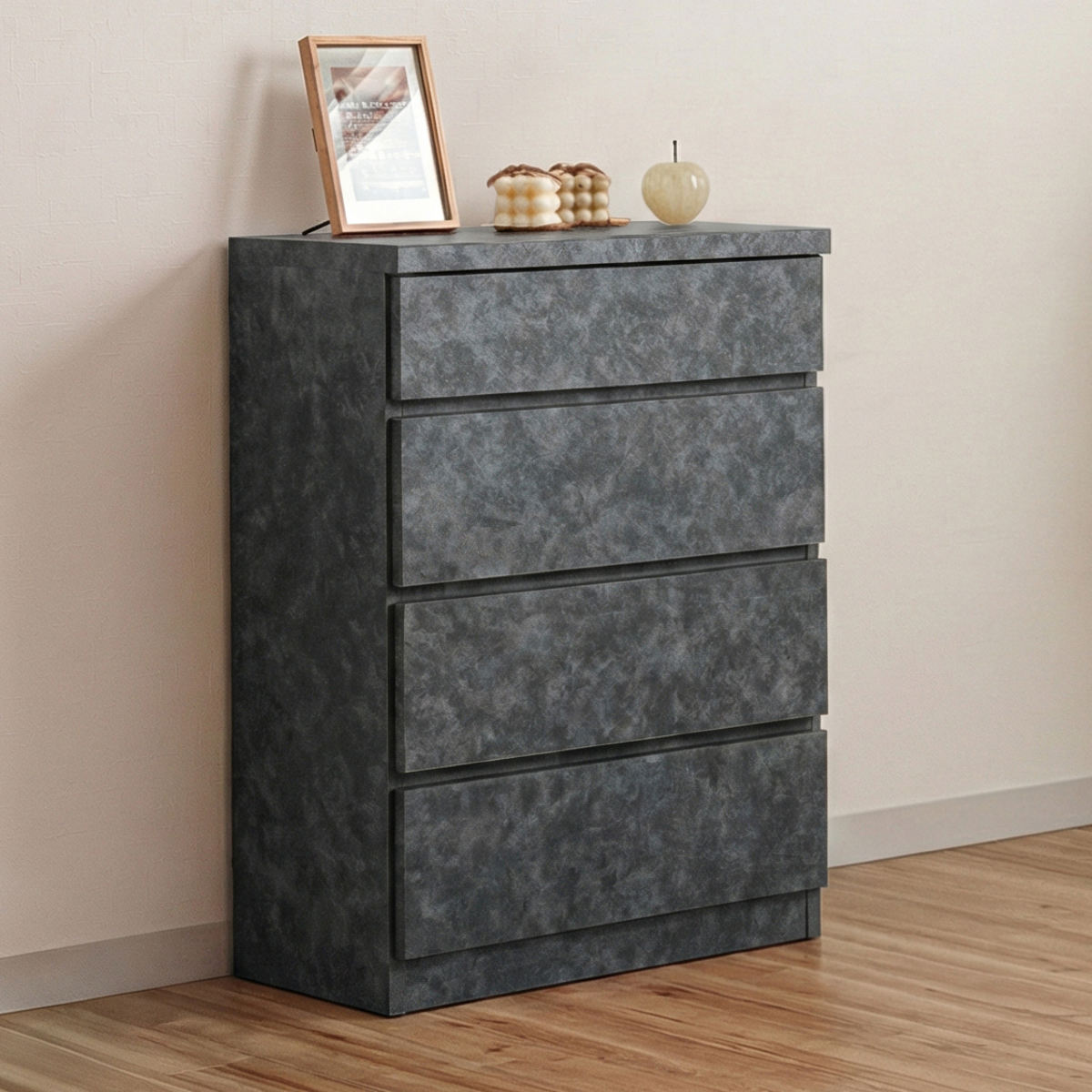 チェスト 幅60cm 4段 スリム 日本製 完成品 ( 4段チェスト たんす タンス リビングチェスト 収納 引き出し スリム 奥行30cm 薄型 木製チェスト 木製 木目 シンプル 北欧 幅60 60cm ) 【ブラック】 ブラック