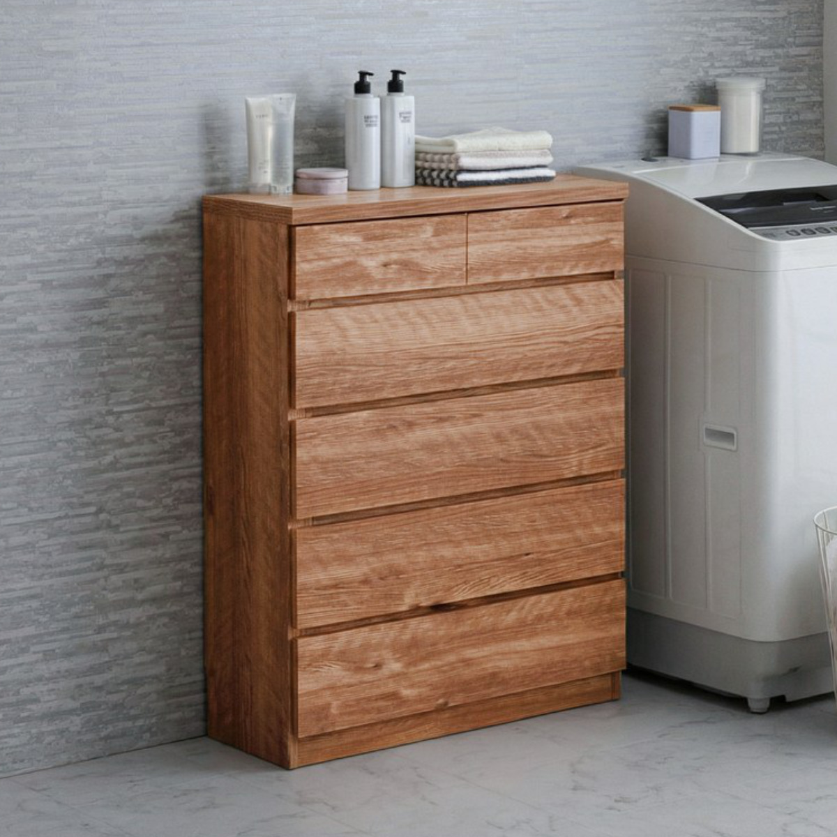 チェスト 幅75cm 5段 スリム 日本製 完成品 ( 5段チェスト たんす タンス リビングチェスト 収納 引き出し スリム 奥行30cm 薄型 木製チェスト 木製 木目 シンプル 北欧 幅75 75cm ) 【ブラック】 ブラック