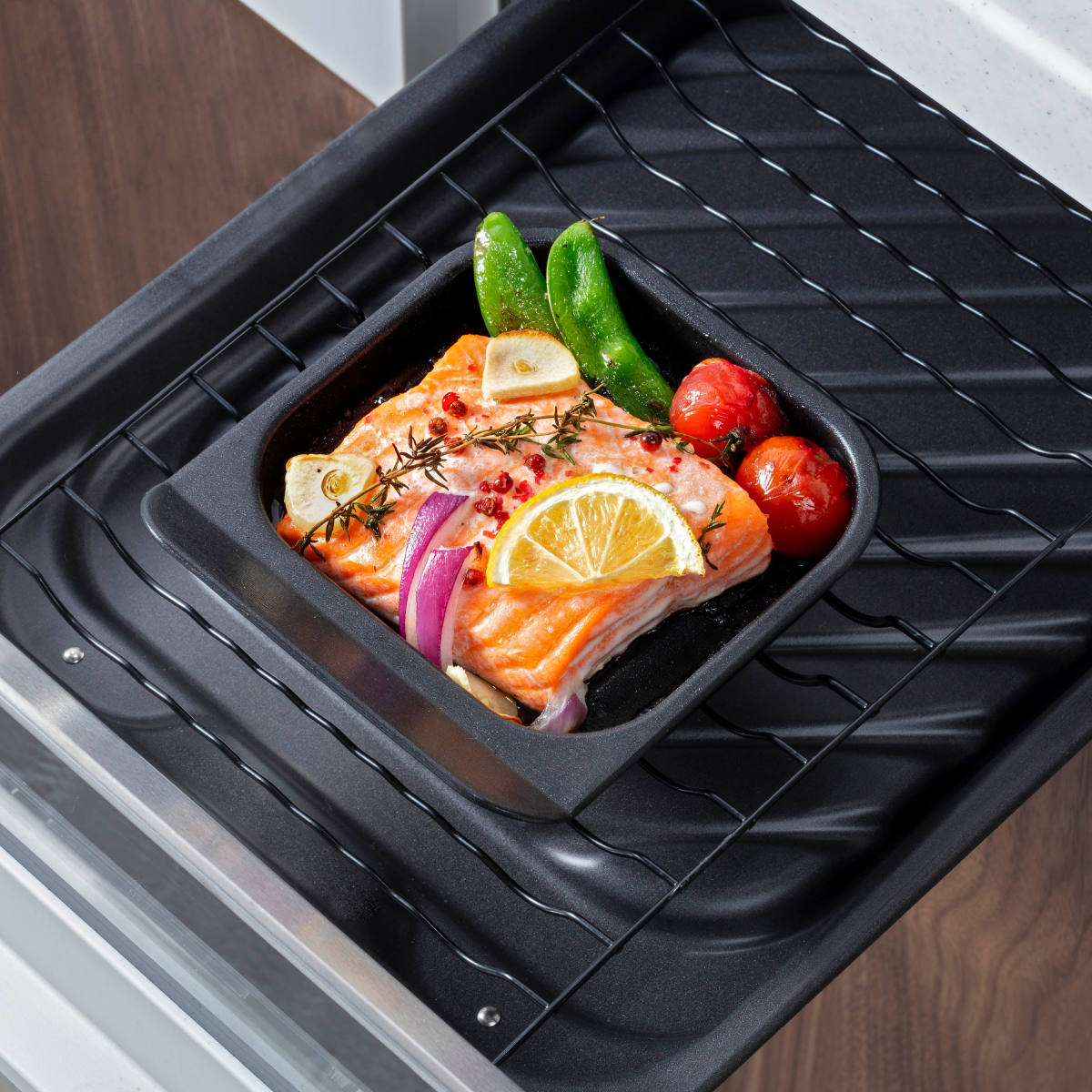 グリルプレート 4個セット 2段焼きプレート フッ素加工 デュアルプラス 日本製 ( オーブントレイ トースタープレート グリルトレイ 4個 セット 目玉焼きプレート オーブントースター 魚焼きグリル 目玉焼き アルミ 朝食 お弁当作り )