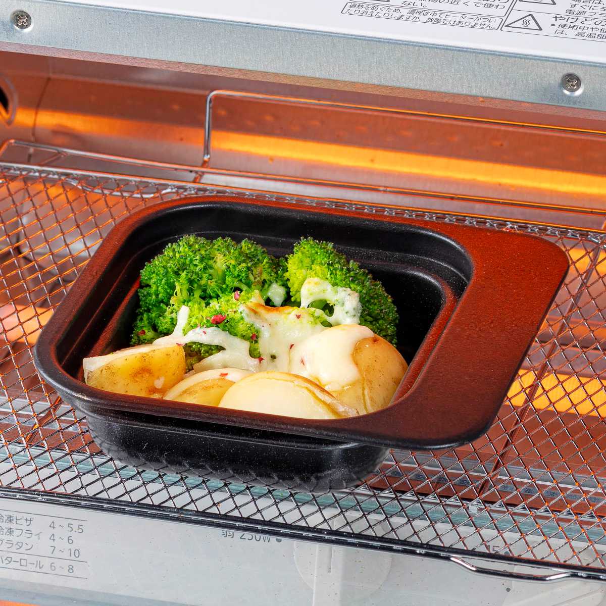 グリルプレート 深型 2段焼き 下段 グリル・オーブントースタープレート フッ素加工 デュアルプラス 日本製 ( オーブントレイ トースタープレート グリルトレイ 目玉焼きプレート 魚焼きグリル 目玉焼き アルミ 朝食 )