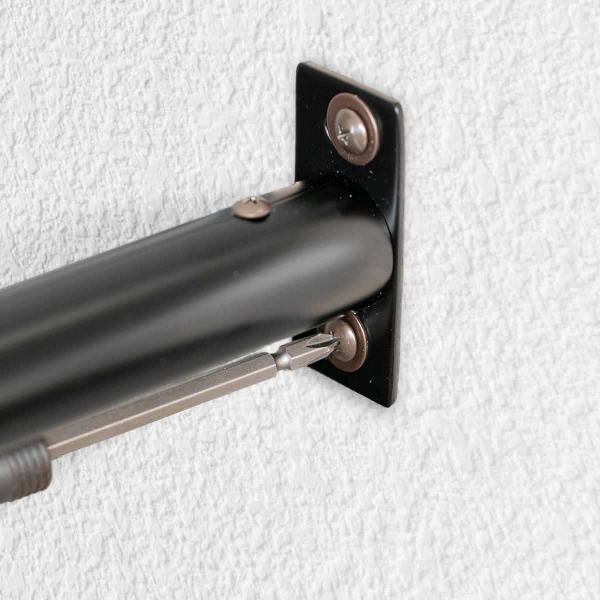 室内物干し DRY・WAVE 壁付U型ハンギングパイプ 物干し 約 25×136cm ( 壁付け物干し U型 ハンギングパイプ ドライ・ウェーブ 日本製 ハンガーパイプ カット可 壁付 25×136 収納 ディスプレイ ブラック )