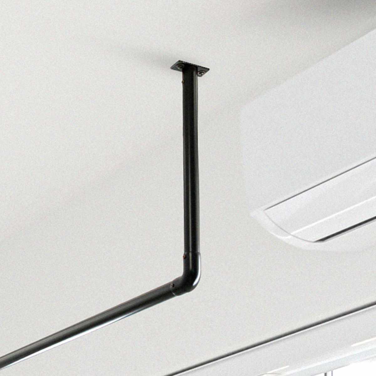 室内物干し DRY・WAVE 壁付U型ハンギングパイプ 物干し 約 25×136cm ( 壁付け物干し U型 ハンギングパイプ ドライ・ウェーブ 日本製 ハンガーパイプ カット可 壁付 25×136 収納 ディスプレイ ブラック )