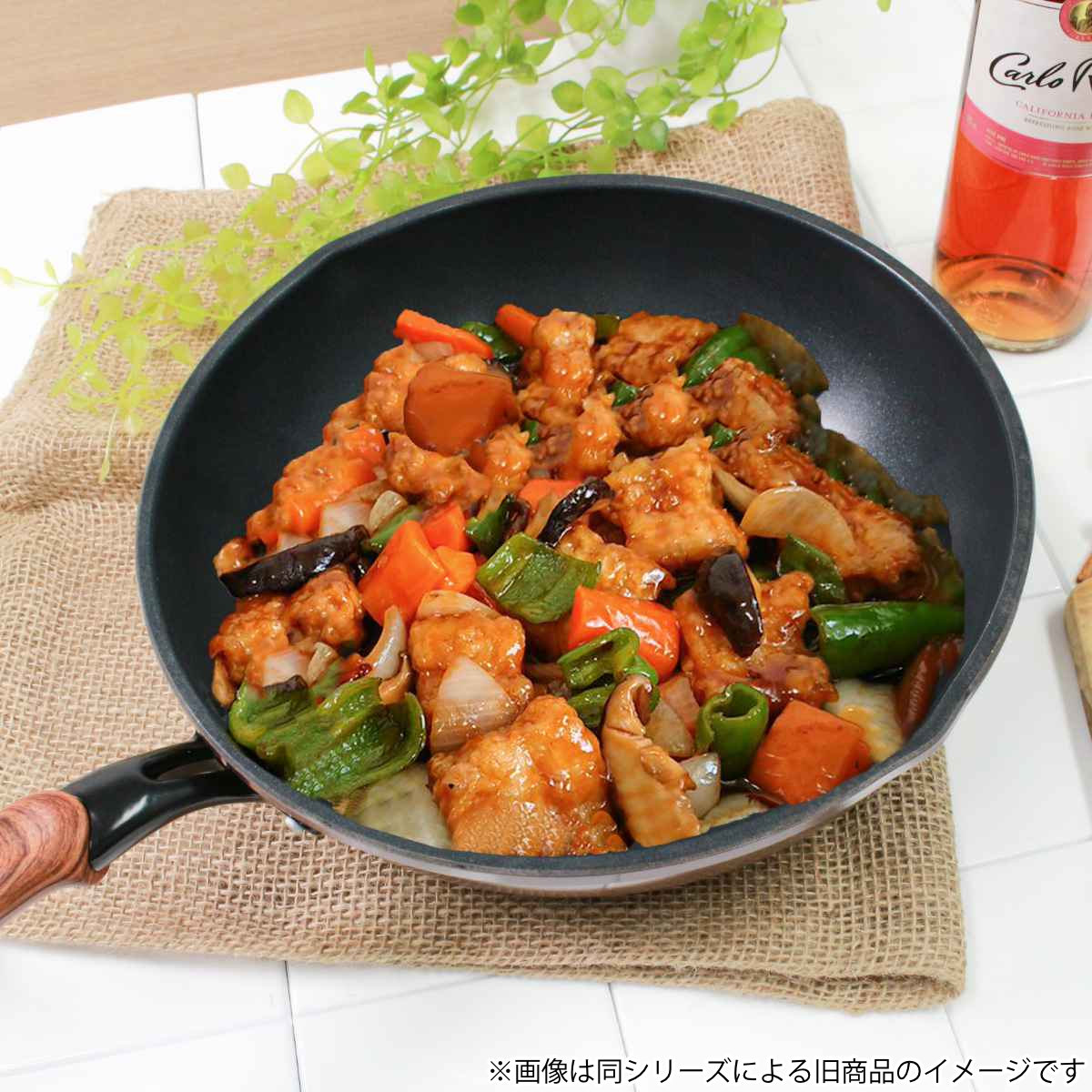 いため鍋 32cm IH対応 和楽亭 絢 日本製 深型フライパン ( ガス火対応 オール熱源対応 炒め鍋 ふっ素加工 フッ素加工 軽い 32センチ 深い 国産 フッ素コーティング アルミ製 軽量 熱伝導 木目調ハンドル )