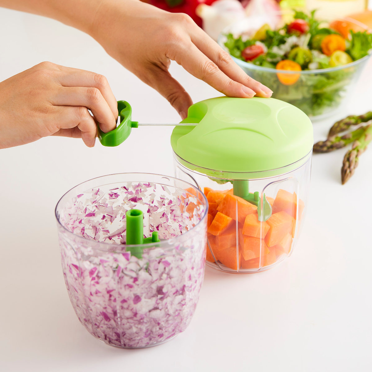 フードチョッパー L みじん切り器 みじん切りチョッパー ( 手動チョッパー フードカッター みじん切り ハンディチョッパー 野菜カッター ベジタブルチョッパー 手動 引っ張る キッチン用品 下ごしらえ )