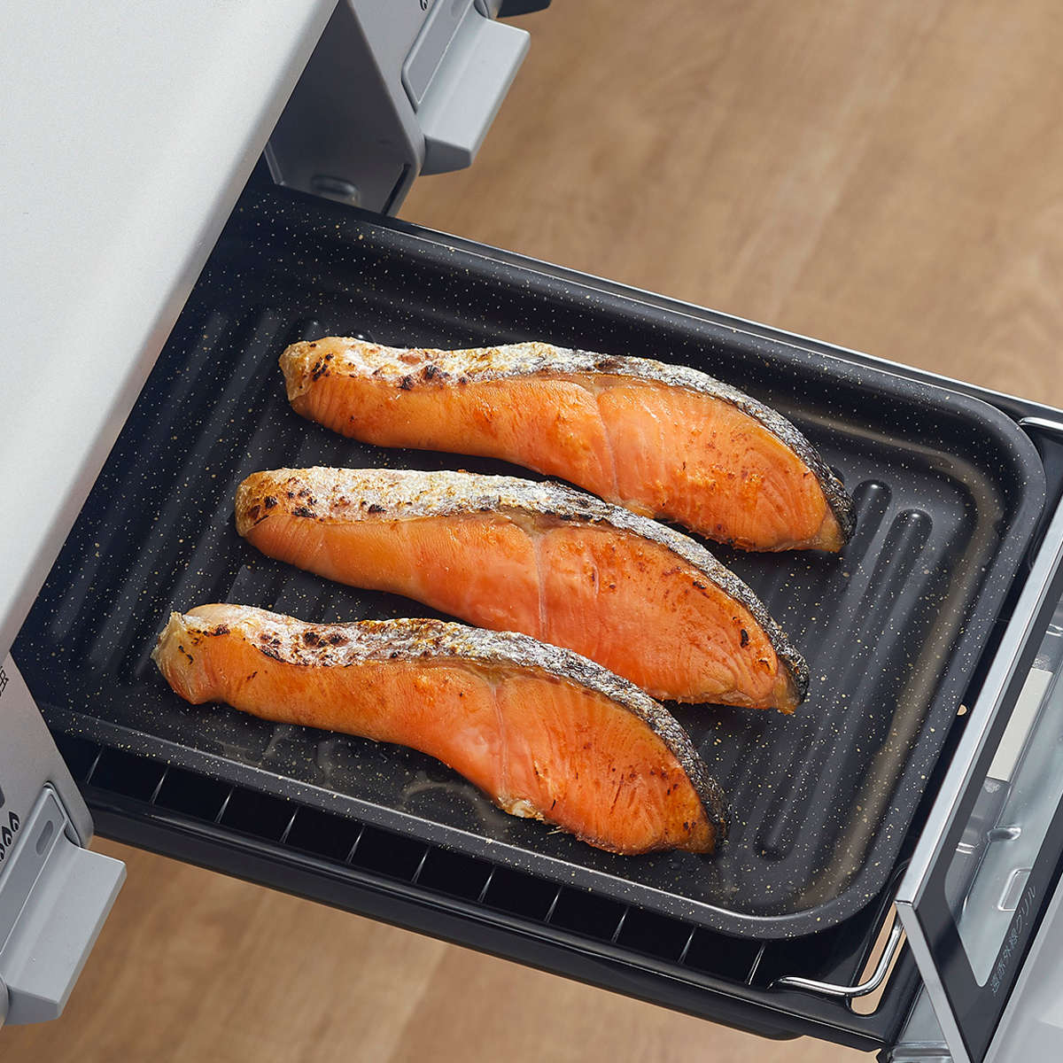 グリル＆トースタートレー ワイド ちょい焼きトレー ゴールドマーブル （ オーブントレー グリルトレー 魚焼きグリル 調理トレー クッキングトレー アルミ製 フッ素加工 皿 調理器具 調理道具 オーブントースター ）