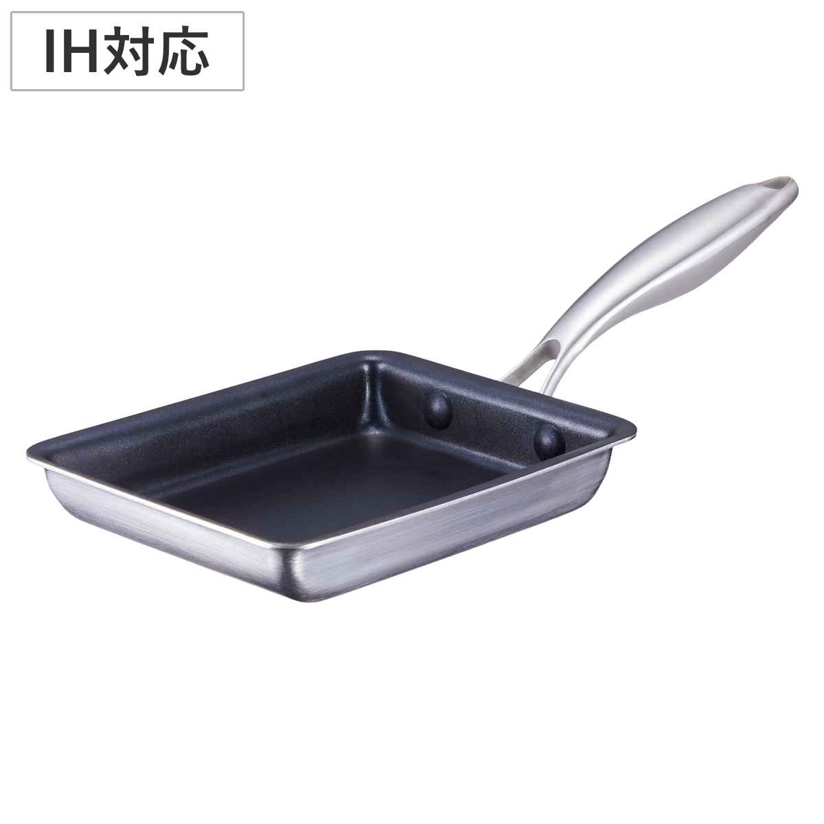 卵焼き器 IH対応 3層鋼 （ フライパン エッグパン ガス火対応 アルミ ステンレス ふっ素加工 フッ素加工 軽い 玉子焼きフライパン 3層構造 フッ素コーティング 金属ヘラOK こびりつきにくい 軽量 熱伝導 ）