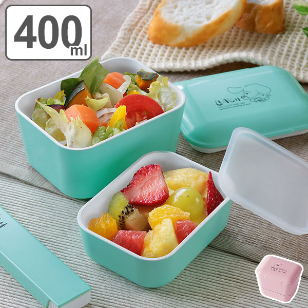 お弁当箱 2段 Roof サラダ＆デザート 400ml 入れ子 ランチボックス （ 弁当箱 レンジ対応 食洗機対応 ミニサイズ 女性 日本製 小容量  ミニ コンパクト ルーフ 食洗機OK レンジOK 二段弁当箱 二段 入れ子式 かわいい 中蓋付き ） 【 バニー 】