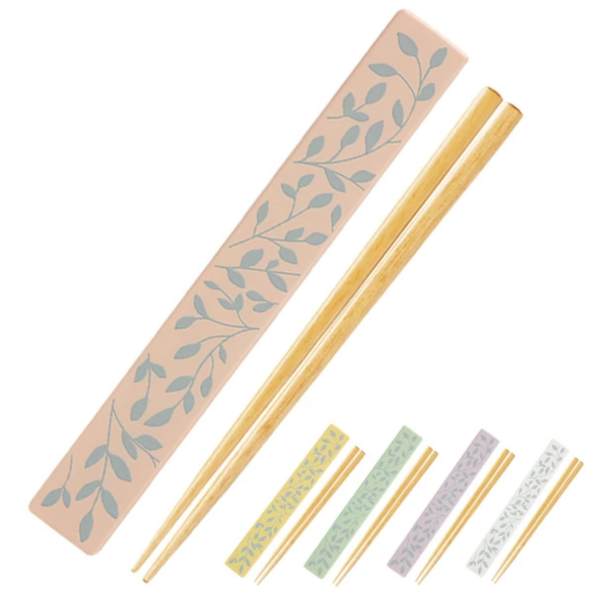 箸&箸箱セット フレモ 木箸 18cm ( 箸 箸箱 お弁当 カトラリー 女の子 カトラリーセット 弁当 箸ケース カトラリーケース はし 日本製 パステルカラー レディース ) 【ホワイト】