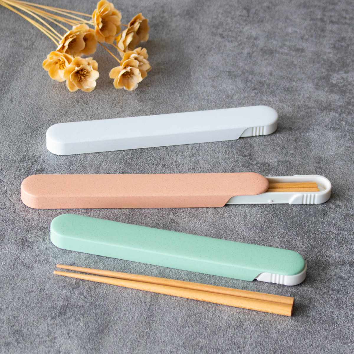 フレモ 箸・箸箱セット TAKENAKA ( お箸 箸箱 18センチ スライド式 カトラリー 女子 男子 大人 おしゃれ 食洗機対応 お弁当用 給食 抗菌 お弁当 弁当 女性 男性 日本製 かわいい ) 【ホワイト】 ホワイト