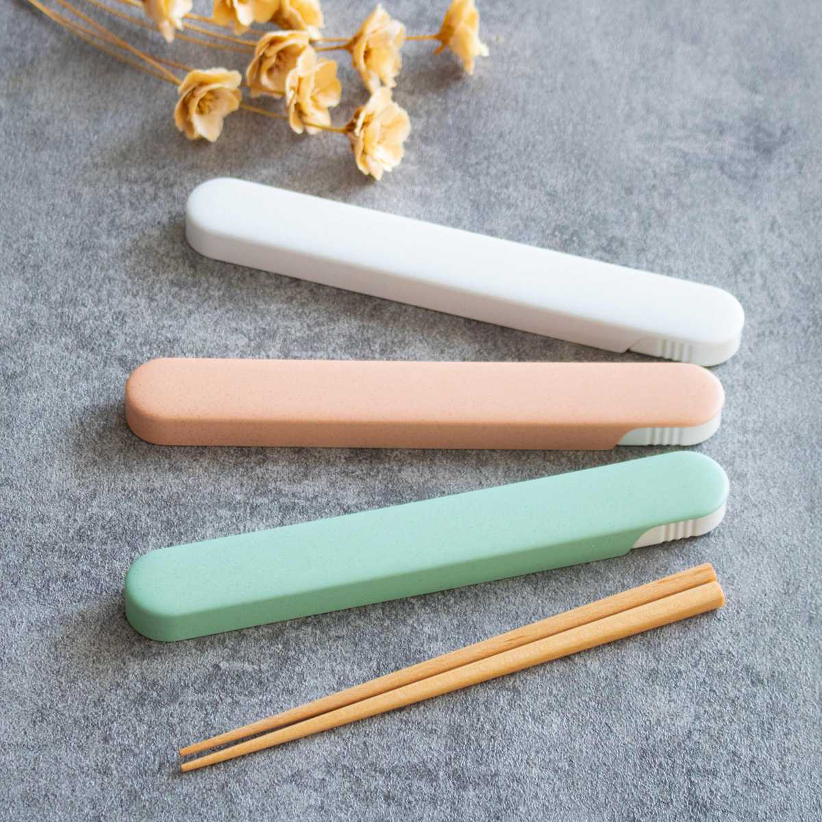 フレモ 箸・箸箱セット TAKENAKA ( お箸 箸箱 18センチ スライド式 カトラリー 女子 男子 大人 おしゃれ 食洗機対応 お弁当用 給食 抗菌 お弁当 弁当 女性 男性 日本製 かわいい ) 【ホワイト】 ホワイト