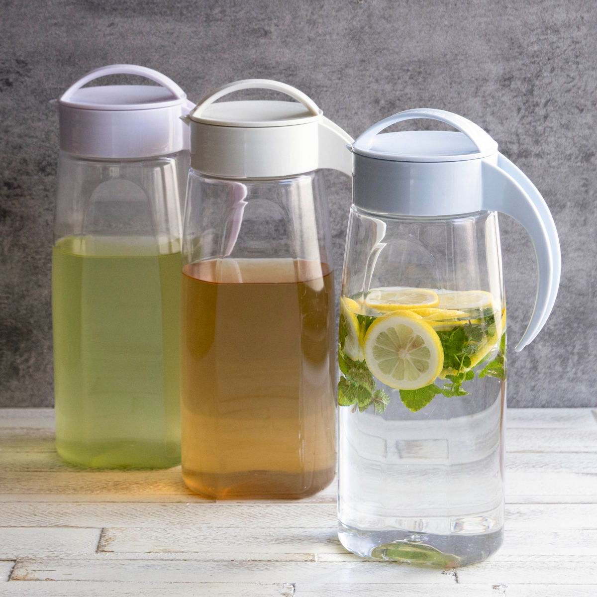 ピッチャー 2.2L ファインジャグ 同色2本セット ( 麦茶ポット 冷水筒 冷水ポット 耐熱 横置き 大容量 洗いやすい 冷蔵庫 ポケット 日本製 おしゃれ かわいい 水差し 茶ポット 麦茶 取っ手付き 広口 ハンドル付き シンプル ) 【ライトブルー】 ライトブルー