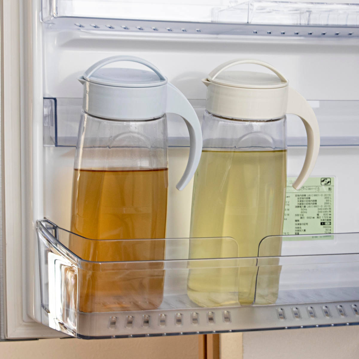 ピッチャー 2.2L ファインジャグ 同色2本セット ( 麦茶ポット 冷水筒 冷水ポット 耐熱 横置き 大容量 洗いやすい 冷蔵庫 ポケット 日本製 おしゃれ かわいい 水差し 茶ポット 麦茶 取っ手付き 広口 ハンドル付き シンプル ) 【ライトブルー】 ライトブルー