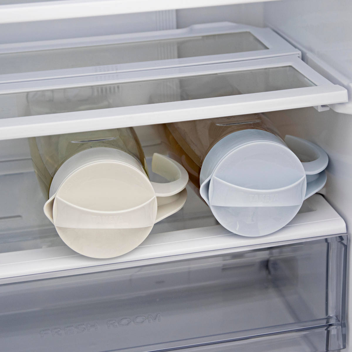 ピッチャー 2.2L ファインジャグ 同色2本セット ( 麦茶ポット 冷水筒 冷水ポット 耐熱 横置き 大容量 洗いやすい 冷蔵庫 ポケット 日本製 おしゃれ かわいい 水差し 茶ポット 麦茶 取っ手付き 広口 ハンドル付き シンプル ) 【ライトブルー】 ライトブルー