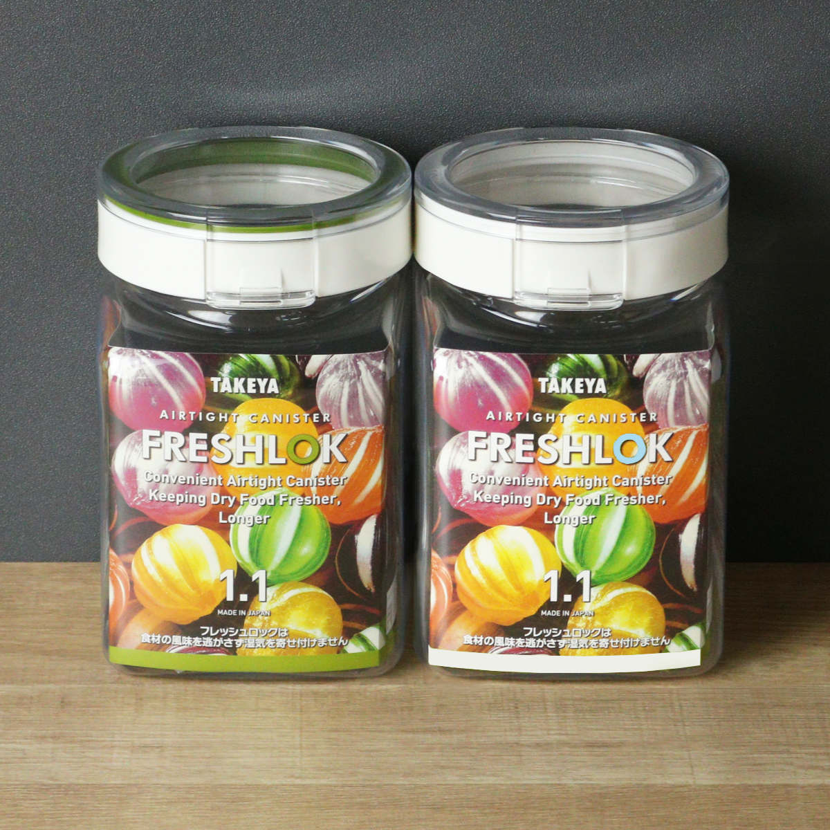 保存容器 1.1L フレッシュロック 角型 選べるカラー 白 緑 茶 ( キッチン収納 キャニスター 調味料入れ ストッカー 密閉 透明 プラスチック 日本製 ワンタッチ 高気密 引き出し収納 冷蔵庫収納 中が見える 軽量 おしゃれ ) 【グリーン】 グリーン