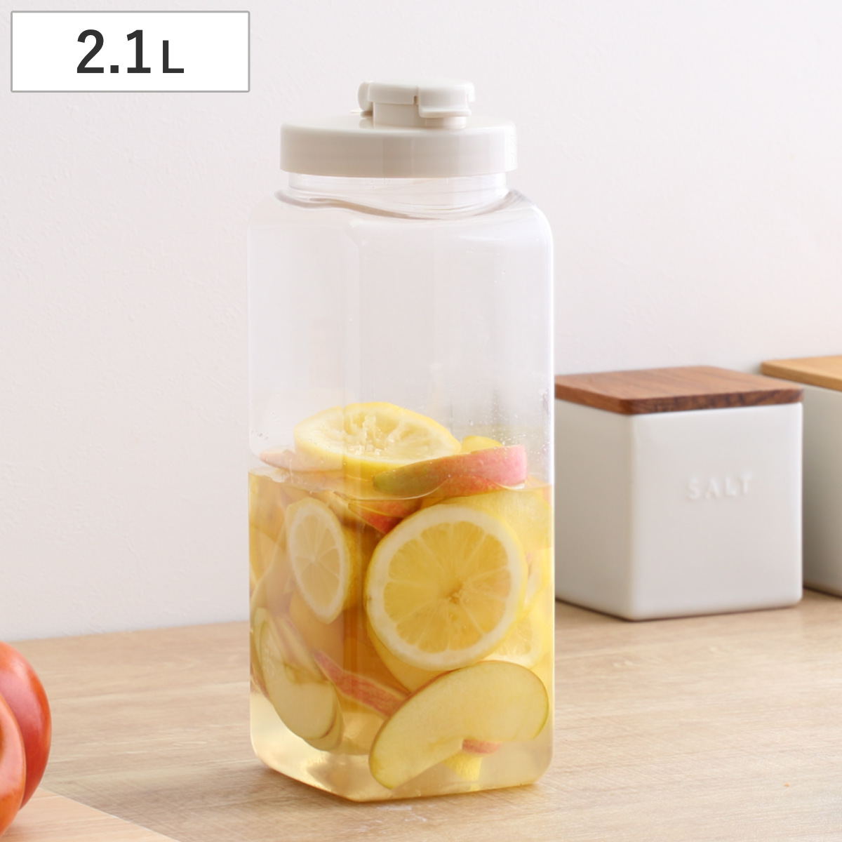 梅酒容器 保存容器 果実酒びん S型 2.1L スリム （ 梅酒びん プラスチック 梅酒瓶 果実酒瓶 軽量 丈夫 日本製 角型 密閉保存容器 梅酒ビン 果実酒ビン 梅酒作り 果実酒作り 発酵 ガス抜き弁 冷蔵庫 2100ml ）